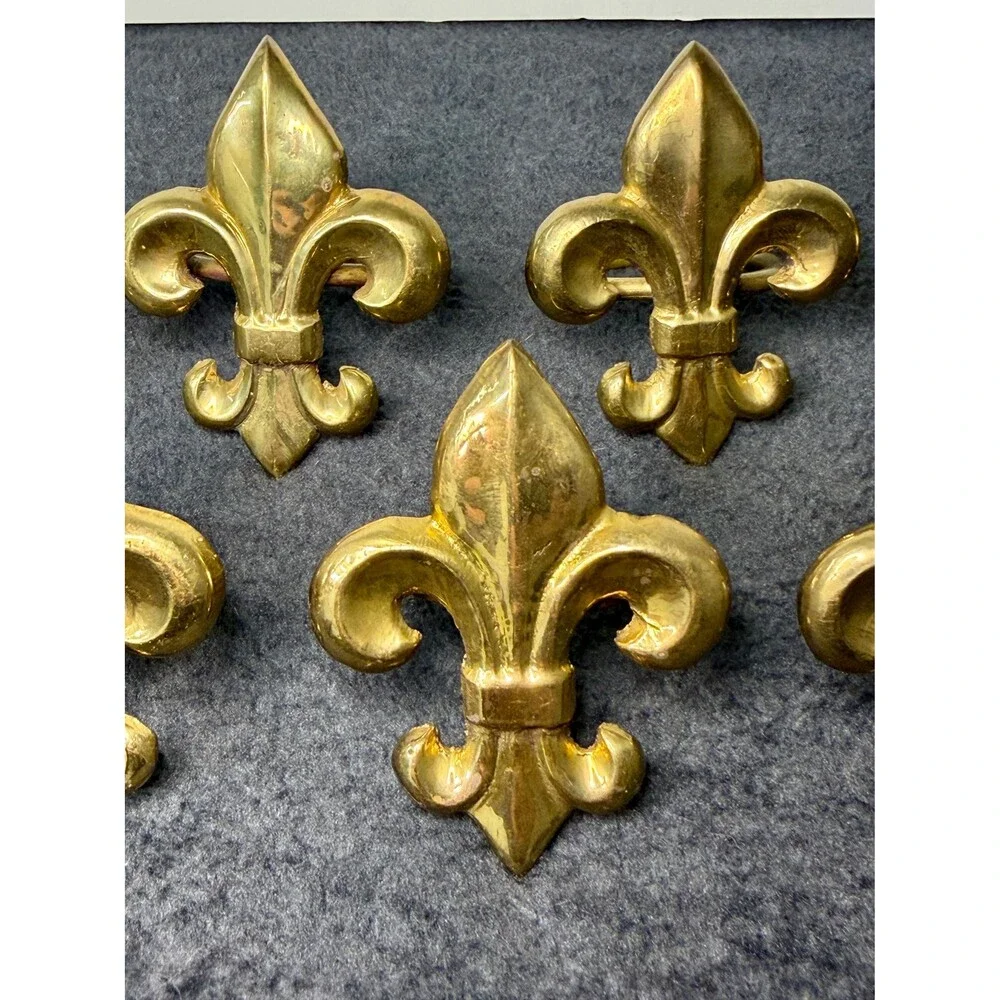 Vintage Brass Fleur de Lis Napkin Rings Set of 7 French Table Decor